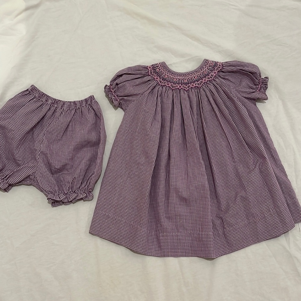 smocked baby girl dress & bloomers